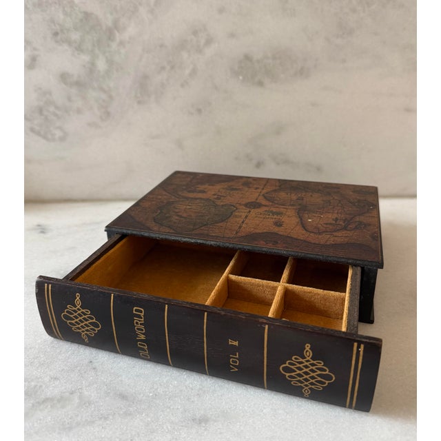 Mid-Century Modern Vintage Wood Book Box With Hidden Jewelry Drawer For Sale - Image 3 of 12