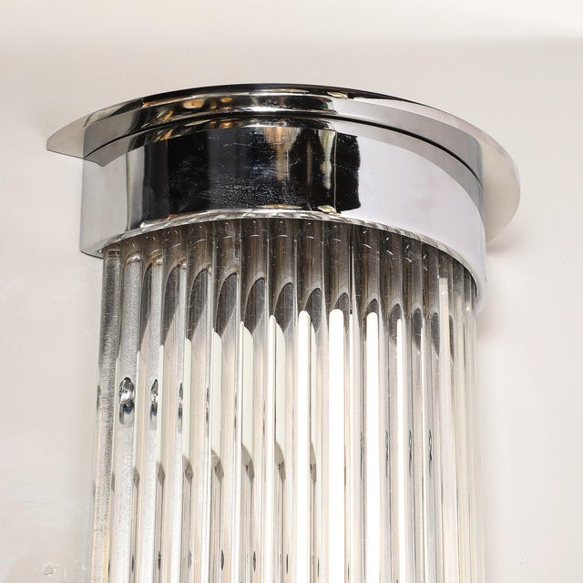 Pair of Art Deco Style Glass Rod Sconces in Chrome Fittings For Sale In New York - Image 6 of 15