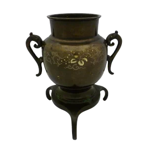 Late 19th Century Vintage Japanese Meiji Period Silver Inlaid Bronze Censer