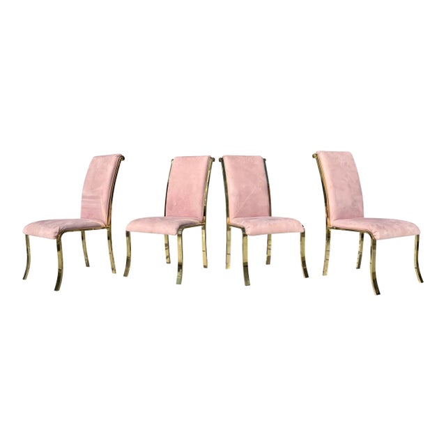 1970s Set of Eight Art Deco Revival Brass Dining Chairs by Design Institute of America For Sale - Image 5 of 6