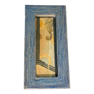 1970s Beverly Robert’s Seahorse Painting With Beaded Frame For Sale