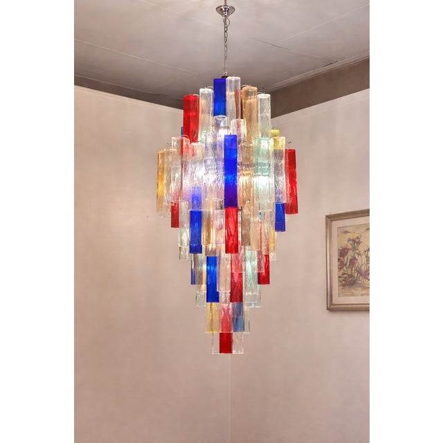 2020s Monumental Contemporary Multicolor “Square Bark” Murano Glass Italian Chandelier For Sale - Image 5 of 6