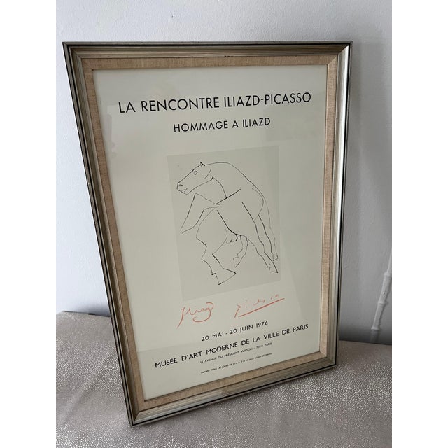 White 1970s Framed French Le Recontre Iliazd, Pablo Picasso Poster with Horse For Sale - Image 8 of 10