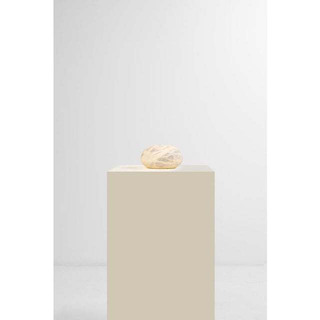 Wireless oval large table lamp by united alabaster dimensions: ⌀ 28 cm materials: alabaster, copper (matt black finish)...