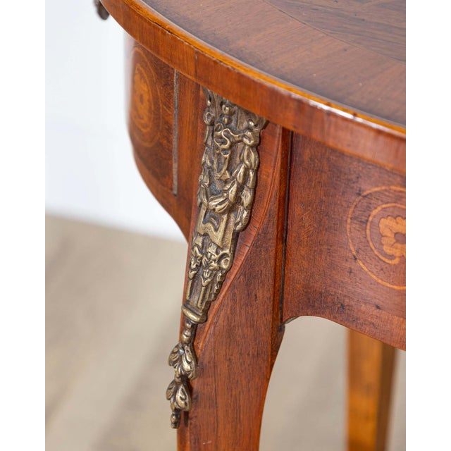 Napoleon III Marquetry Side Table with Floral Inlay, France, Late 19th Century For Sale - Image 16 of 17