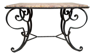 Coffee Table with Wrought Iron Base