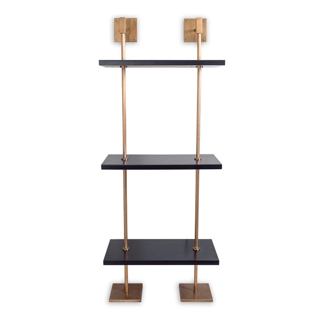 Modern Marais 3-Tier Black & Aged Brass Shelf 24"W For Sale - Image 3 of 4