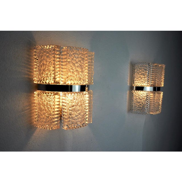 Silver Sconces from Frosted Glass attributed to Kaiser Leuchten, Germany, 1960s, Set of 2 For Sale - Image 8 of 11