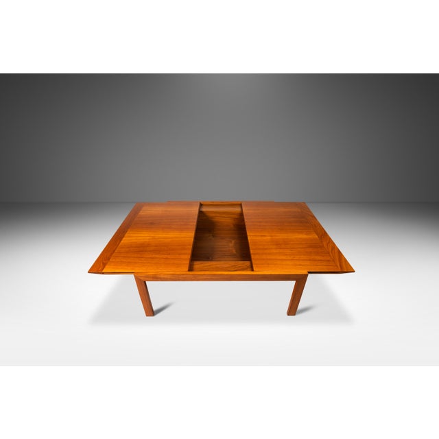 Johannes Andersen Mid-Century Danish Modern Coffee Table W/ Expanding Table Top W/ Stroage Space in Teak After Johannes Andersen, C. 1970's For Sale - Image 4 of 12