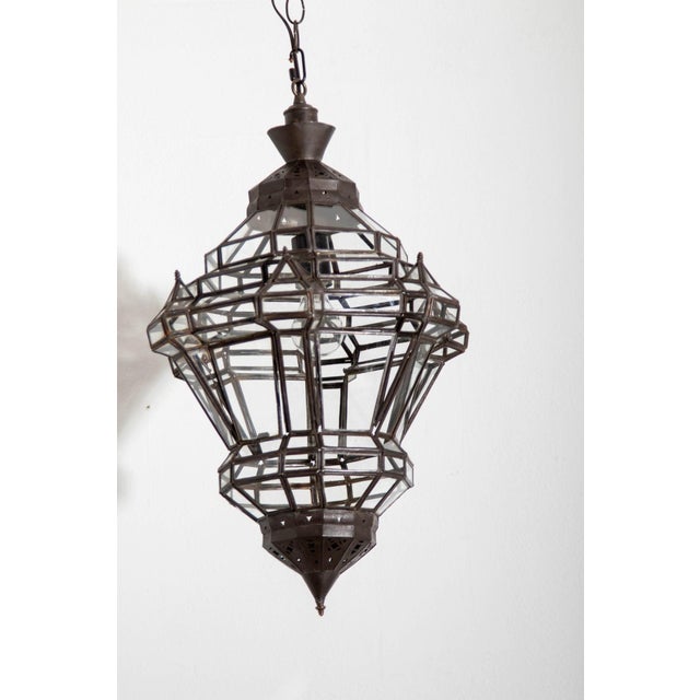 Moroccan Clear Glass Lantern in Moorish Style For Sale - Image 9 of 12