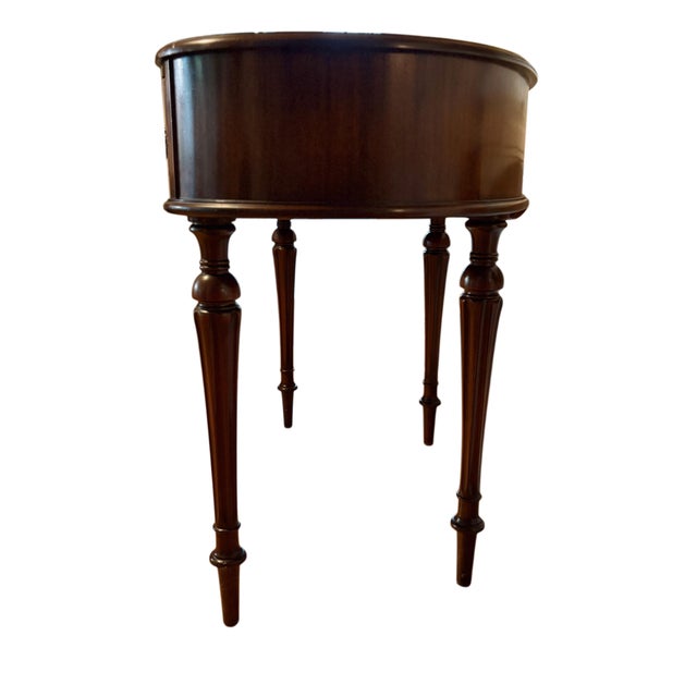 Traditional Antique Colonial MFG Co. Solid Honduras Mahogany Kidney Desk (Model 593) For Sale - Image 3 of 9