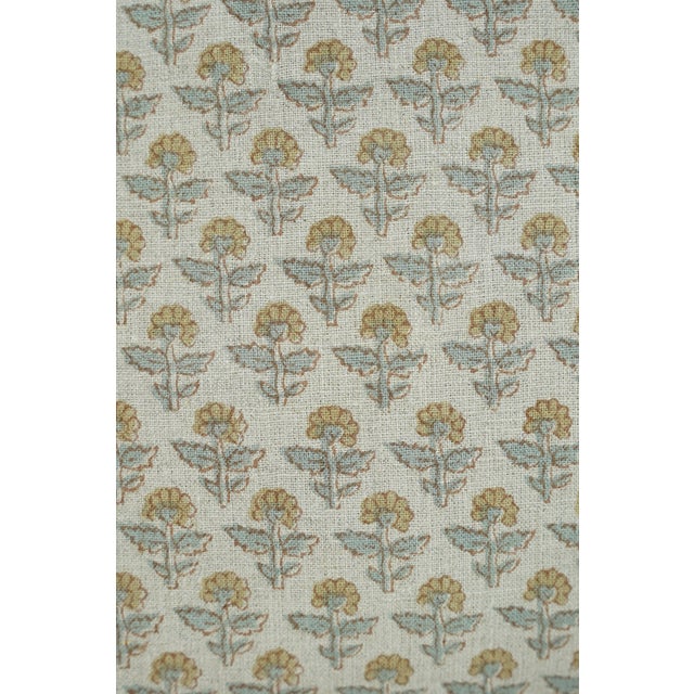Mustard Fabdivine Gulmohar Handmade Block Print Pillow Cover Pure Linen Floral Decorative 14x36 Inches Cushion Cover For Sale - Image 8 of 9