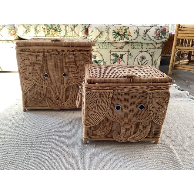 Tan Vintage Elephant Baskets, a Set of Two For Sale - Image 8 of 8