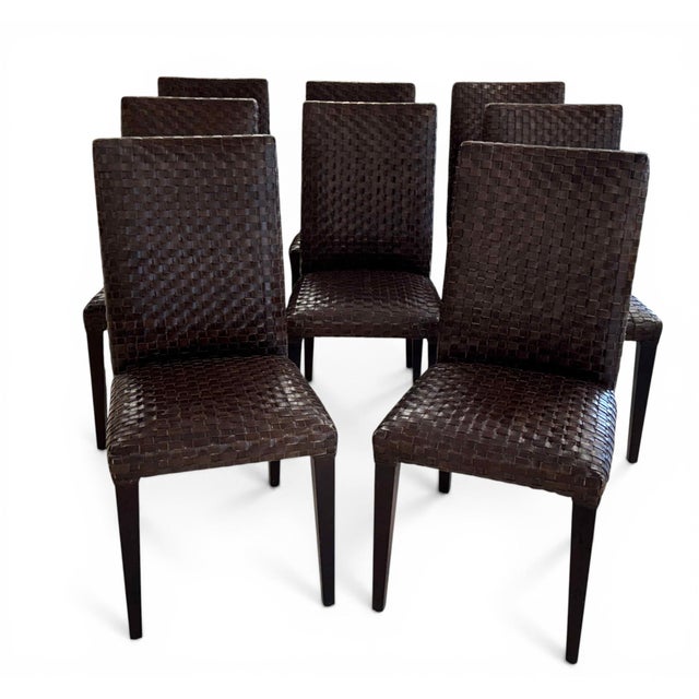 Stone International Italian Leather Dining Chairs by Stone International, Set of 8 For Sale - Image 4 of 15