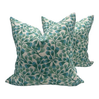 Green Isobel Budding Bulbs Pillows- A Pair For Sale
