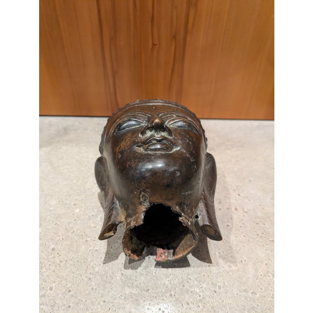 Antique Burmese Shan Bronze Buddha Head (Late 19th Century) For Sale - Image 9 of 9