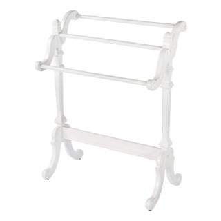 Newhouse 29.25 in. W Rectangular Wood 3 Rail Traditional Blanket Stand, Cottage White For Sale