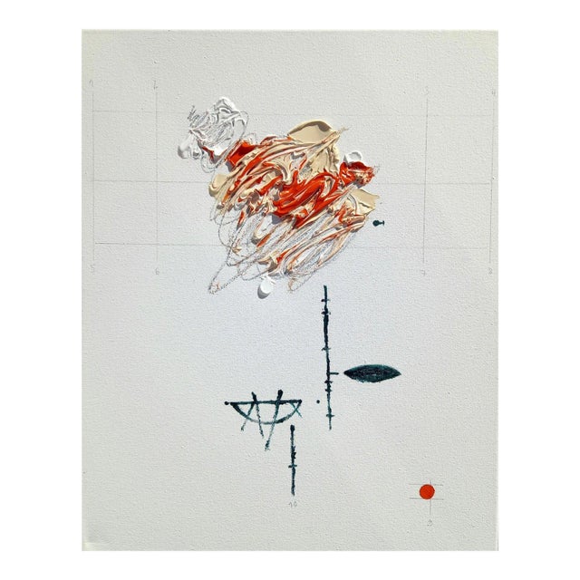 # 'Flower' #2 - High-End Framed Cy Twombly Style Minimalist Botanic Oil on Canvas For Sale