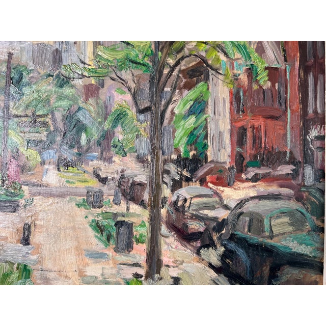 Textile Vintage Paris Street Scene Impressionist Original Oil Painting , Signed/ Sold For Sale - Image 7 of 12