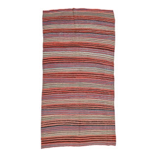Mid 20th Century Vintage Turkish Striped Kilim Rug For Sale