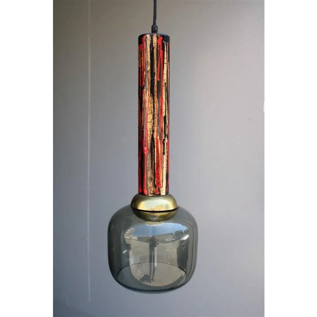 Italian Smalti and Murano Glass Ceiling Lamp with Golden Brass Details from Laurana, 1950s For Sale - Image 12 of 13