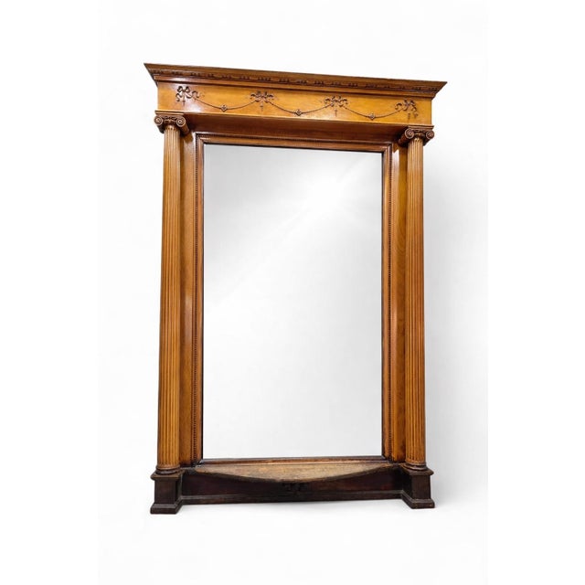 Antique Victorian Style Quarter-Sawn Oak Carved Beveled Pier Mirror For Sale In Chicago - Image 6 of 9