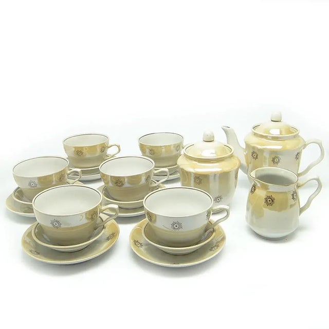Cream Postmodern Coffee Cups and Saucers from Polomny, Ukraine, 1970s, Set of 21 For Sale - Image 8 of 9