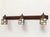 Antique brown metal ceiling light with three swiveling lights and square tiffany-style glass shades, art deco. includes...