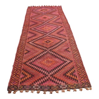 Vintage Turkish Anatolian Kilim Rug - 49"x145" For Sale