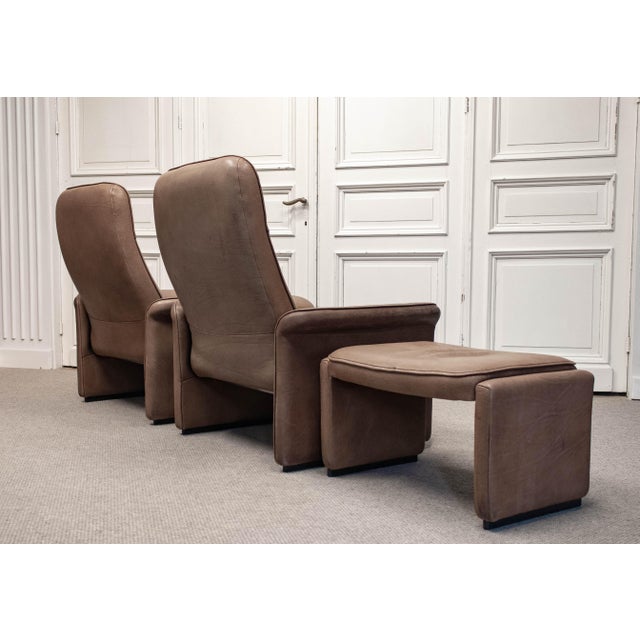 Brown Lounge Chairs with Ottoman from de Sede, Switzerland, 1960s, Set of 3 For Sale - Image 8 of 16