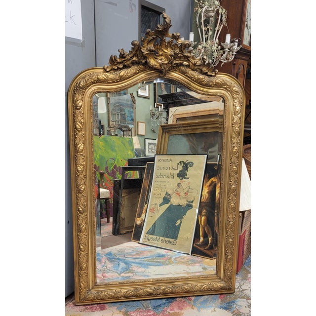 Antique 19th Century Gilt French Mantel Mirror For Sale In Philadelphia - Image 6 of 13