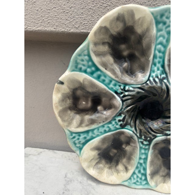 French French Majolica Oyster Plate Orchies, Circa 1910 For Sale - Image 3 of 4