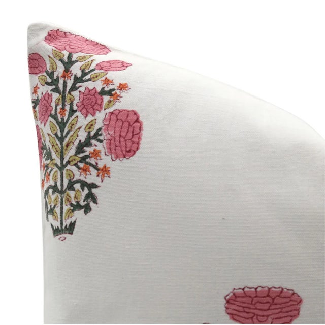 Not Yet Made - Made To Order Block Printed Decorative Floral Pillow Cover 22x22 Inch- Swadesh For Sale - Image 5 of 5