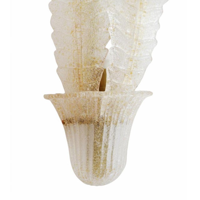Early 21st Century Mid-Century Modern Italian Floral Translucent Murano Glass Sconces, 2010s, Set of 2 For Sale - Image 5 of 11