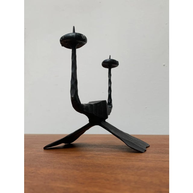 Mid-Century Brutalist Wrought Iron Candle Holder by David Palombo, 1960s For Sale - Image 14 of 18