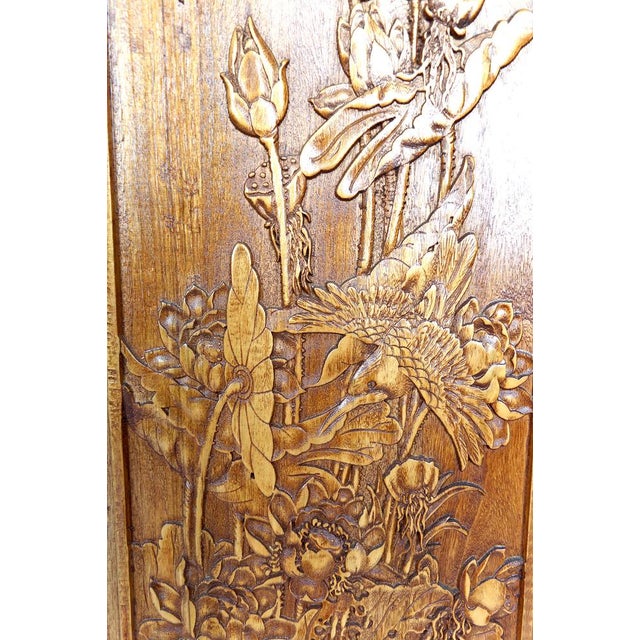 Wood Carved Wooden Panels with Floral and Animal Decorations, Indochina / Vietnam, Early 20th Century, Set of 3 For Sale - Image 7 of 17