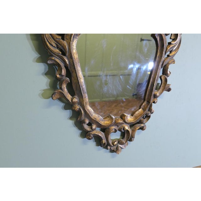 Glass Small Baroque Style Gilt Wall Mirror, 1890s For Sale - Image 7 of 9