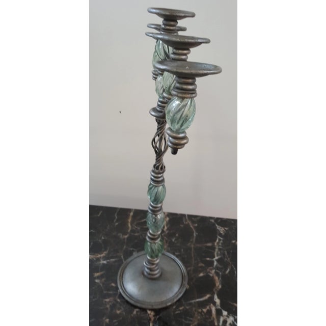 Neoclassical Modern Sarreid Metal and Crystal Candelabra For Sale - Image 3 of 10