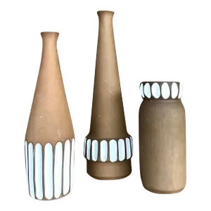 Vintage Boho Studio Pottery Vases - Set of 3