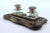 Wood Wood and Glass Inkwell with Pen and Silver Applications For Sale - Image 7 of 8