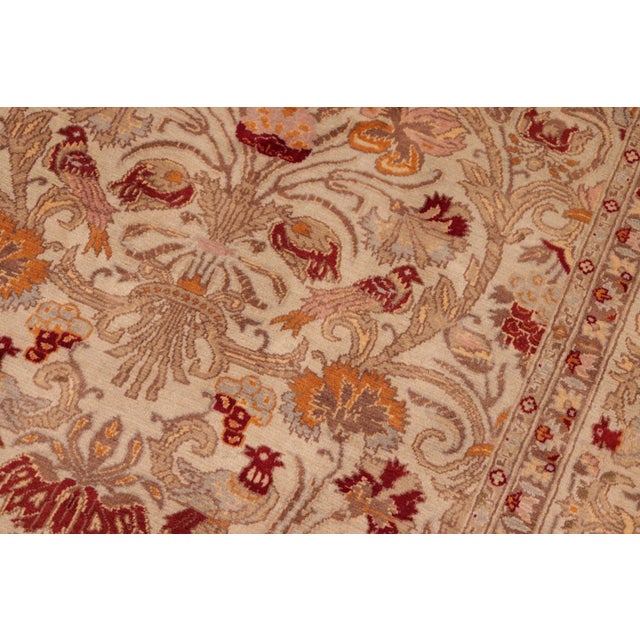 1990s Shabby Chic Botanical 1990's Pak-Persian Taupe/Red Wool Rug - 6'0'' X 9'2'' For Sale - Image 5 of 9