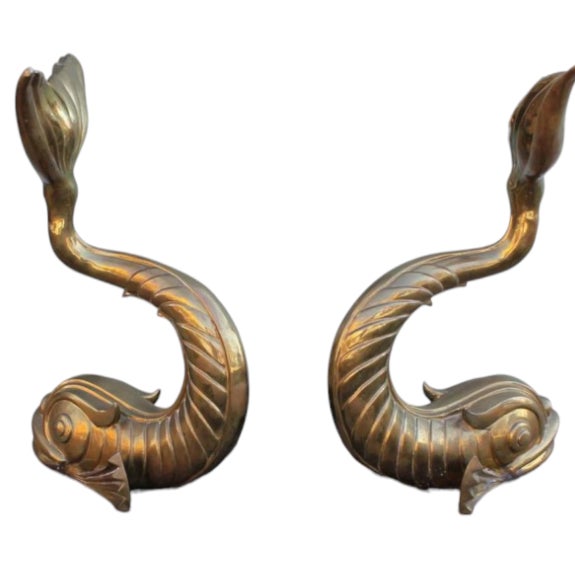 Mid-Century Modern Mid 20th Century Sculptural Brass Bronze Koi Fish Console Hollywood Regency Table For Sale - Image 3 of 3