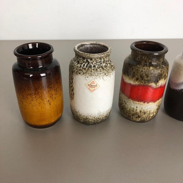 Ceramic Vintage Pottery Fat Lava 231-15 Vases from Scheurich, Germany, 1970s, Set of 4 For Sale - Image 7 of 16