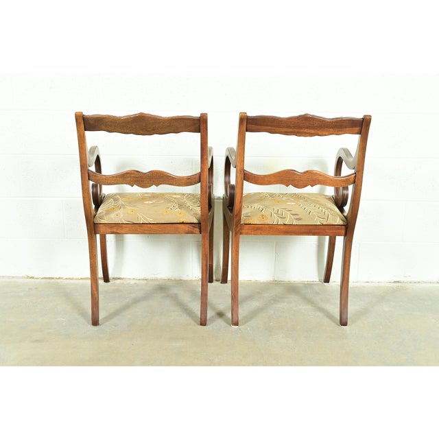 Kindel Furniture Style Regency Carved Solid Mahogany Side Chairs or Dining Chairs, Pair For Sale - Image 10 of 14