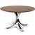 This elegant pedestal table by Borsani has a sexy curved base in chromed and black lacquered steel which supports a walnut...