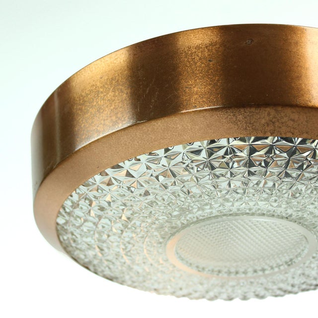 Metal Copper & Glass Ceiling Light, 1970s For Sale - Image 7 of 9
