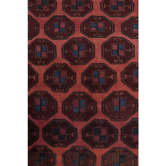 Hand-Knotted Antique Baluch Rug in Red Blue Tribal Geometric Pattern For Sale In New York - Image 6 of 10
