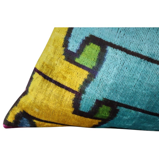 Handmade Multi Color Silk Velvet Throw Pillow & Down Insert For Sale - Image 10 of 12