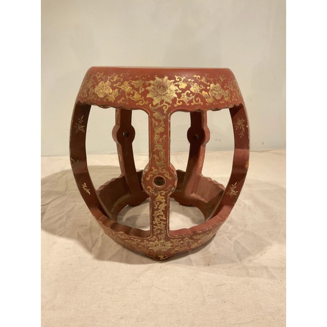 Asian 1950s Hand Painted Asian Garden Table / Side Table For Sale - Image 3 of 9