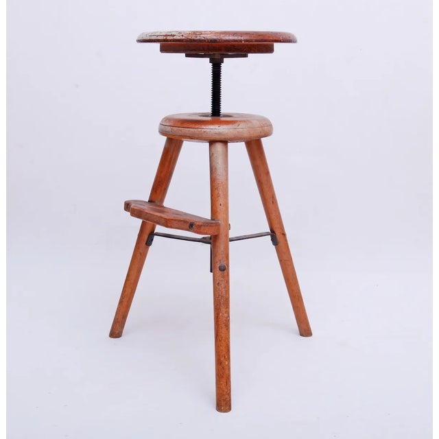 Vintage Height Adjustable Workshop Stool, 1950s For Sale - Image 4 of 10